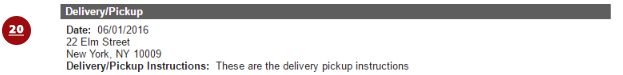 Delivery Pick-up Information on the email receipt