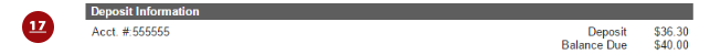 Deposit Information on the email receipt