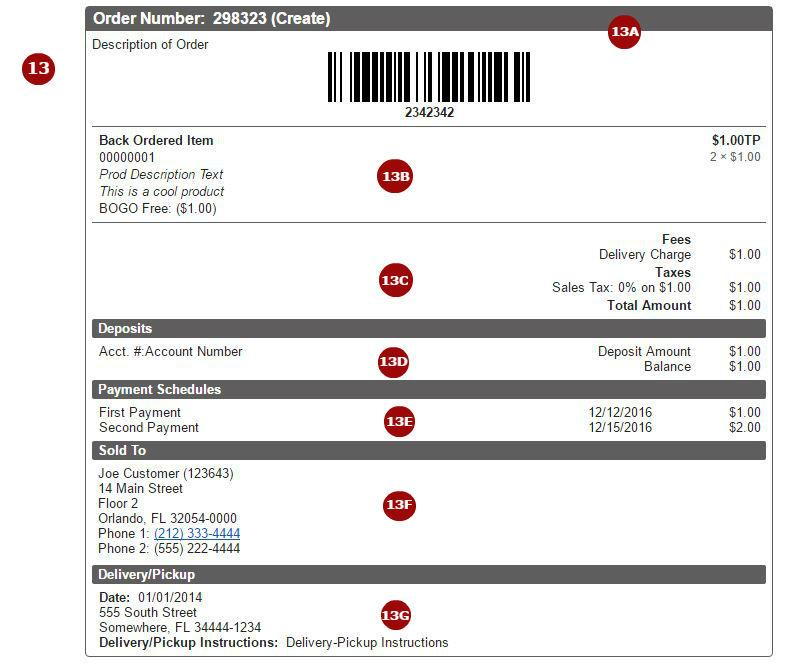 Order Information on the email receipt