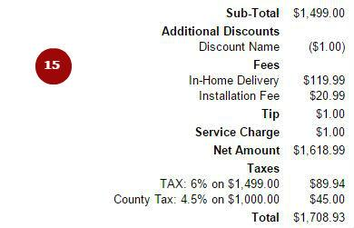 Receipt Summary Information on the email receipt