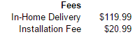 Fees rendered on a receipt