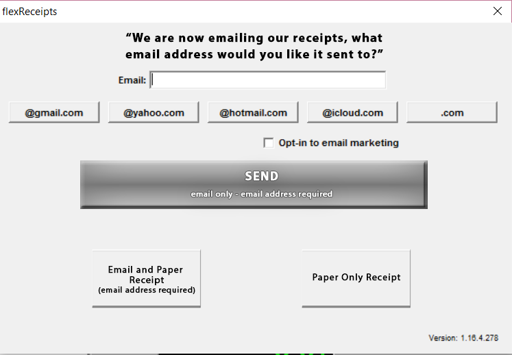 Receipt Selection dialog