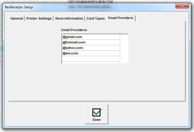 Email Providers setup screen