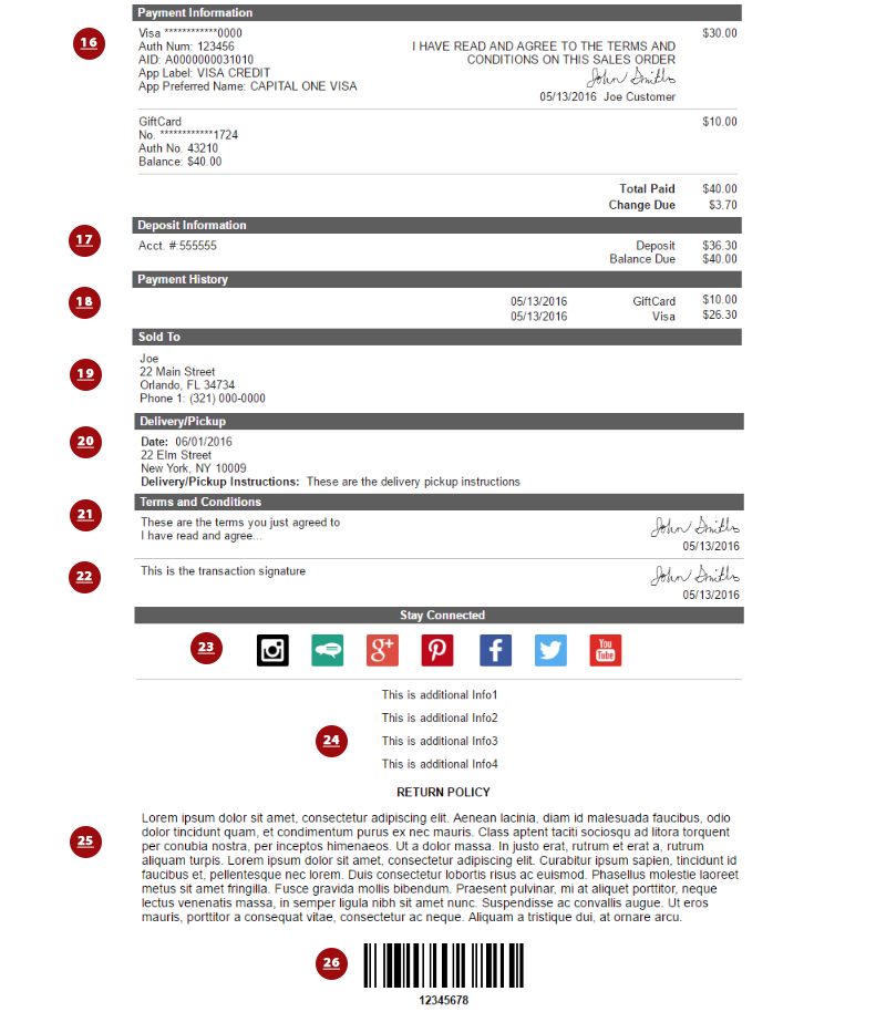Sample Email Receipt Template