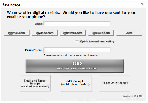 Receipt Selection dialog with SMS support